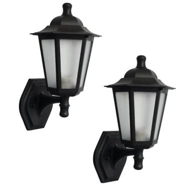 Imagem de Kit 2 Arandelas Coloniais Luminárias de Parede Pretas Retrô Muro Fachada Jardim