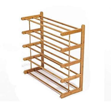 Imagem de P9IDEDFH Sapateira – Sapateira simples e criativa multifuncional econômica e l dormitório quarto prateleira de armazenamento de madeira maciça montagem multicamadas armário de sapatos simples