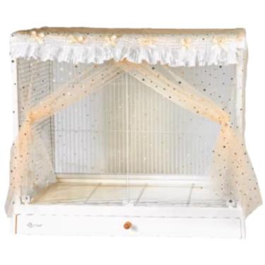 Imagem de Gaiola de pássaro, capa de saia de malha elástica para gaiolas quadradas redondas, capa de rede de malha de nylon papagaio transparente e respirável, protetor de sementes gaiola de animais de