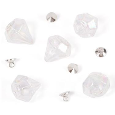 Imagem de Spritewelry 5 pingentes de garrafa de vidro de diamante, mini pingentes vazios de garrafa de desejos, pingentes minúsculos com fecho de tampa, para decoração de brincos, colares, pendurar, Vidro, Sem
