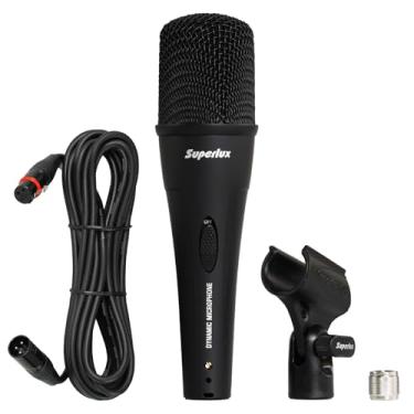 Imagem de Superlux D108SMKII: Microfone Vocal Dinâmico com Fio, Som Direcional, Baixo Ruído, Perfeito para Apresentações ao Vivo, Podcasts, Canto e Gravação de Estúdio