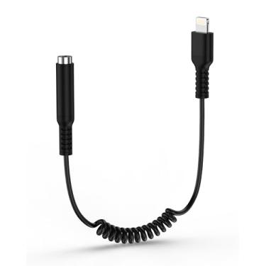 Imagem de Adaptador Lightning para conector auxiliar de áudio de 3,5 mm, [certificado MFI] Adaptador de fone de ouvido/fone de ouvido para iPhone enrolado conversor de cabo auxiliar Apple Dongle compatível com