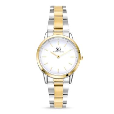 Imagem de Relógio Feminino Belmont Bicolor Prata e Dourado 40mm Pulseira de Metal Saint Germain