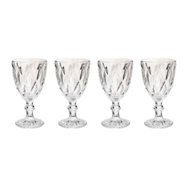 Imagem de 4 Taça Diamante Bico De Jaca Vidro Transparente 300ml - ECO'S