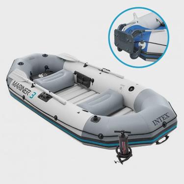 Imagem de Bote Inflável Intex Mariner 3 c/ Par Remos Bomba Barco Pesca e Suporte Motor