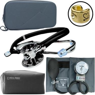 Imagem de Kit Esfigmomanometro Esteto Aparelho Pressao Premium - Love Saude, GRA