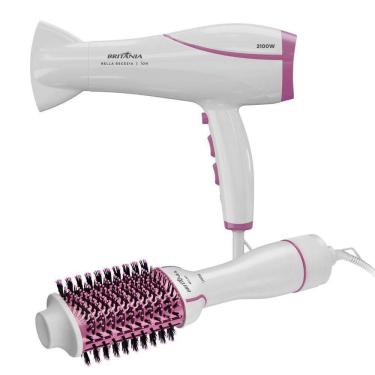 Imagem de Kit Britânia Bella Escova Secadora Bella01 E Secador De Cabelos Bivolt BSCE21A