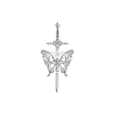 Imagem de Tatuagens legais, borboleta em forma de espada, tatuagens de borboleta, duram de 1 a 2 semanas, aparência de tatuagem real, resistentes à água, resilientes,18 x 11 cm