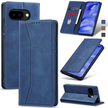 Imagem de Jasonyu Flip Carteira Capa para Google Pixel 9A,Capinha Folio Magnética de Couro com Suporte para Cartão,Suporte para Chute - Protetora Durável de TPU à Prova de Choque para Telefone,Azul