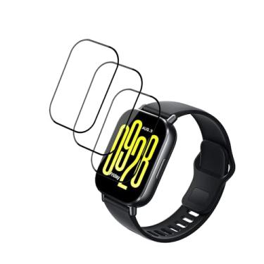 Imagem de [Pacote com 3] Película protetora de tela para smartwatch Xiaomi Redmi Watch 5, película WUNIAK PMMA e borda curvada 3D, cobertura total, antiarranhões, sem bolhas e compatível com capas.