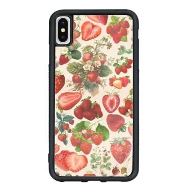 Imagem de Onemiliayears Capa de telefone fofa fruta morango: Kawaii primavera colorida retrô estética compatível com iPhone X/Xs capa para mulheres e meninas (iPhone X/Xs)