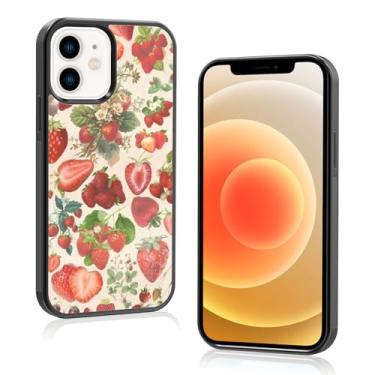 Imagem de Onemiliayears Capa de telefone fofa fruta morango: Kawaii primavera colorida retrô estética compatível com iPhone 12/12 Pro capa para mulheres e meninas (iPhone 12/12Pro)