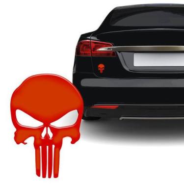 Imagem de Adesivo Caveira O Justiceiro Vermelho Refletivo Carro Moto - SPORTINOX