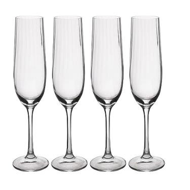 Imagem de Mikasa Treviso Copos de cristal para flauta, 190 ml, conjunto de 4 taças de champanhe sem chumbo, com efeito ondulado para celebrações
