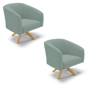 Imagem de Poltrona Decorativa Giratória Ma30 Kit 2 Stella Cotelê Ext/veludo Ment