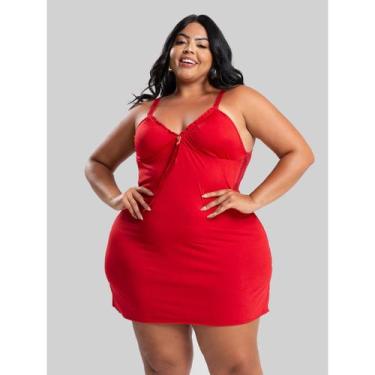 Imagem de Camisola Adeli IMI Lingerie com Calcinha em Microfibra e Renda Sensual