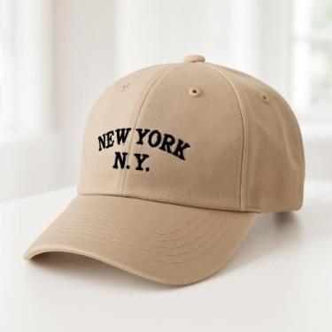 Imagem de Boné NY New York Retro Masculino Aba Curva, Caki, Preto