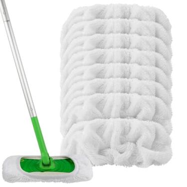 Imagem de HOMEXCEL Almofadas de esfregão de microfibra reutilizáveis compatíveis com refis Swiffer Sweeper-laváveis para uso molhado e seco, refis de almofadas de cabeça de esfregão para limpeza doméstica,