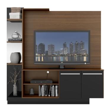 Imagem de Estante Tv 55" Com Espelho Denver Multimóveis V3148 Madeirada/Preta Duna/Preto