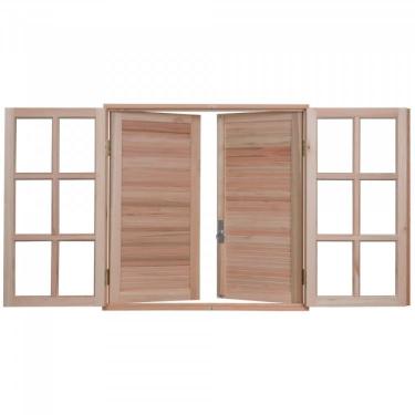 Imagem de Janela com Caixilhos de Abrir para Vidros Quadriculados e Venezianas de Abrir Natural