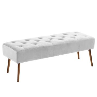 Imagem de Banco Estofado Rubi 1,40M Suede Branco - Inova Decor