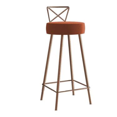 Imagem de Banqueta Alta Com Encosto Tânya Eiffel Cozinha Ferro Bronze Laranja - Amey Decor