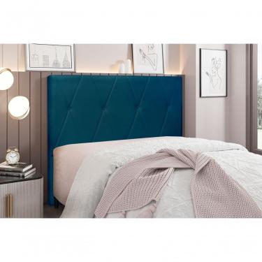 Imagem de Cabeceira Havana 1,40 Veludo Zahav Estofados Cor:azul Marinho