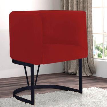 Imagem de Kit 10 Poltrona Cadeira Aurora Luxo Confort Industrial Ferro Preto Suede Vermelho