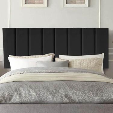 Imagem de Painel Estofada Carla 100cm Solteiro Para Cama Box Quarto Suede Preto