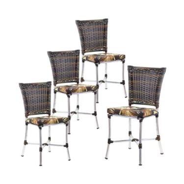 Imagem de Kit 4 Cadeiras Angra Em Aluminio Com Almofada Trama Original Pedra Ferro