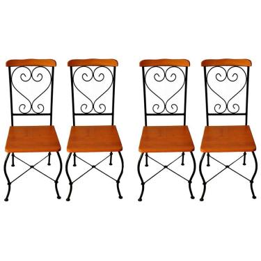 Imagem de Cadeira De Jantar Conjunto Com 4 Estilo Industrial Rustica Ferro E Madeira Artesanal