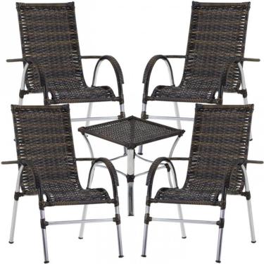 Imagem de 4 Cadeiras Vênus E Mesa Garden área Externa Trama Preto