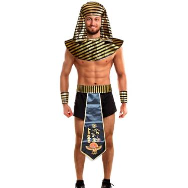 Imagem de XIAOLIBETTER Conjunto de acessórios de fantasia egípcia de faraó antigo egípcio para fantasia de Halloween, Listra preta, M