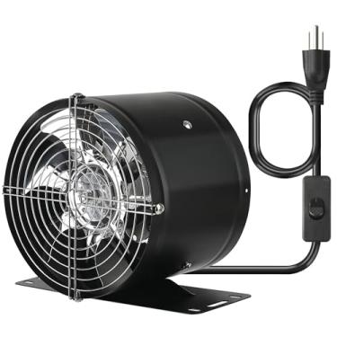 Imagem de Aydomer Ventilador De Duto Em Linha 6", Com Interruptor, Baixo Ruído, Alto Fluxo Ar, Exaustor Metal Suporte E Tela Para Porão, Garagem, Sótão, Cozinha (Preto)