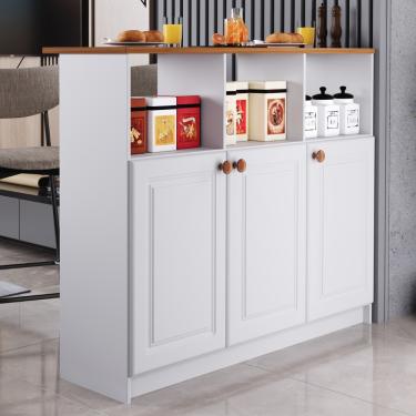 Imagem de Bancada Ilha 3 Portas 120cm Flavia Indekes - Branco