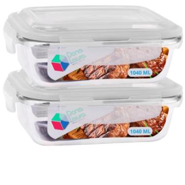 Imagem de Pote de Vidro Hermético 1040ml com Tampa 3 Unidades Livre de BPA Refeições Marmitas e Armazenamento