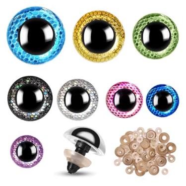 Imagem de KIGEAPUEL 160 Peças De Olhos Segurança Com Glitter Arco-Íris Para Amigurumi, Grandes Plástico, Bichos Pelúcia, Bonecas, Fantoches, Ursos, Artesanato, Suprimentos Fazer (Laser)