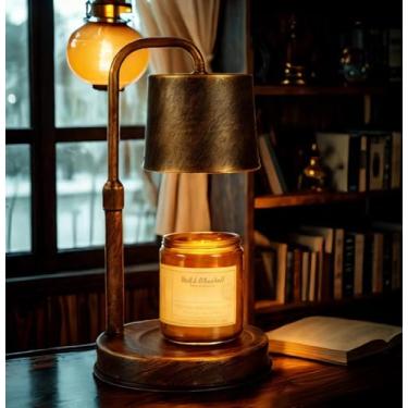 Imagem de Laveant Luminária De Aquecimento Velas Industrial Vintage Para Decoração Casa - Altura Ajustável Com Temporizador 2 A 6 Horas E Dimmer, Compatível Potes Yankee Cera Derretida Regulável (Bronze Antig