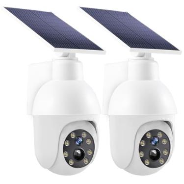 Imagem de Sensor de vigilância analógico alimentado por energia solar de alto brilho, pacote com 2, luz vermelha intermitente pode simular câmera CCTV falsa, melhorar a segurança doméstica, adequada para