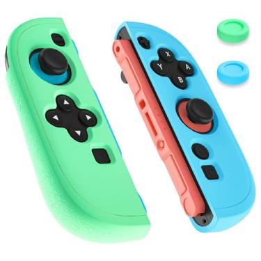 Imagem de PAWDIARY Nova capa de silicone Switch 2 para controle joycon, capa protetora fosca Switch 2 2025 para joycon Comfort Handle e 2 tampas Thump [2 peças] capa macia antiarranhões - azul e verde