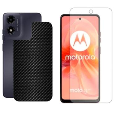 Imagem de Película Hidrogel + Adesivo Fibra De Carbono Para Motorola Moto G04 - Preta