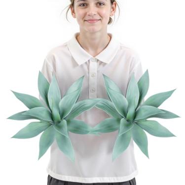 Imagem de Velener Planta de agave azul artificial para uso externo – plantas de agave falsas resistentes a UV de tamanho pequeno para decoração interna e externa (35,5 cm) - pacote com 2