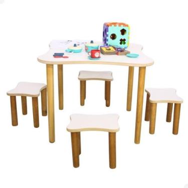 Imagem de Mesinha Com 4 Banquinho em Mdf Reforçado Educativa Para Criança Linha 