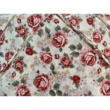 Imagem de Jogo de Lençol Casal Super King 4 Peças Floral Rosa Média 100% Algodão