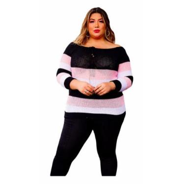 Imagem de Blusa Ciganinha Plus Size - Claris Tricot , Preto, Branco, Rosa, Plus 