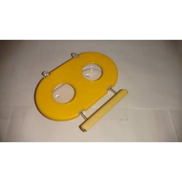 Imagem de Comedouro com Poleiro 2 Furos - Amarelo - Injetfour