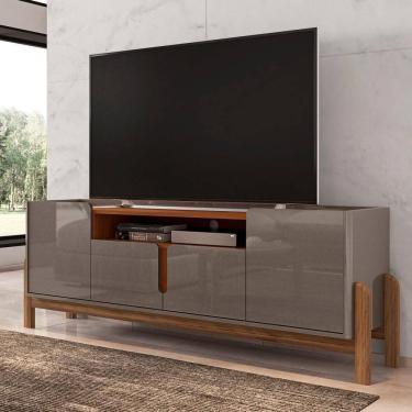 Imagem de Rack Para Sue Cinza Pérola E Cedro 4 Portas