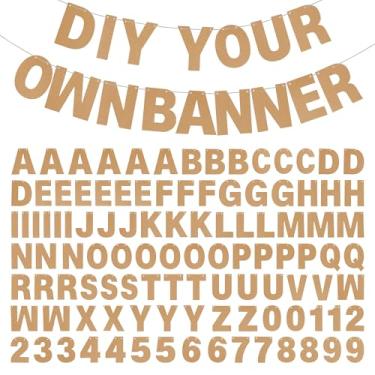 Imagem de Kit de banner DIY com letras glitter champanhe personalizável aniversário formatura banner personalizado festa pendurada para formatura festa de casamento decoração de chá de bebê (champanhe)