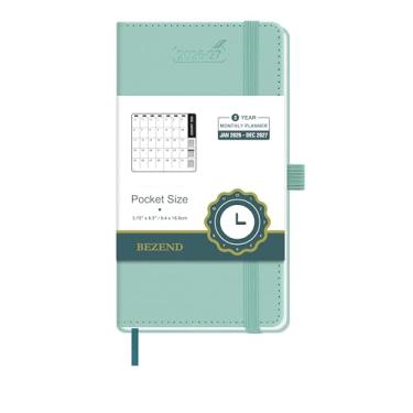 Imagem de BEZEND Agenda mensal 2026-2027, calendário de bolso de 2 anos para bolsa de 8,9 cm x 16,5 cm (26 de janeiro a 27 de dezembro), papel grosso de 100 g/m², bolso de armazenamento, alça para caneta e
