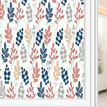 Imagem de Película de janela de privacidade de flores, textura de estilo floral, filme de vidro para sala de estar e escritório em casa, L90 x C 190 cm